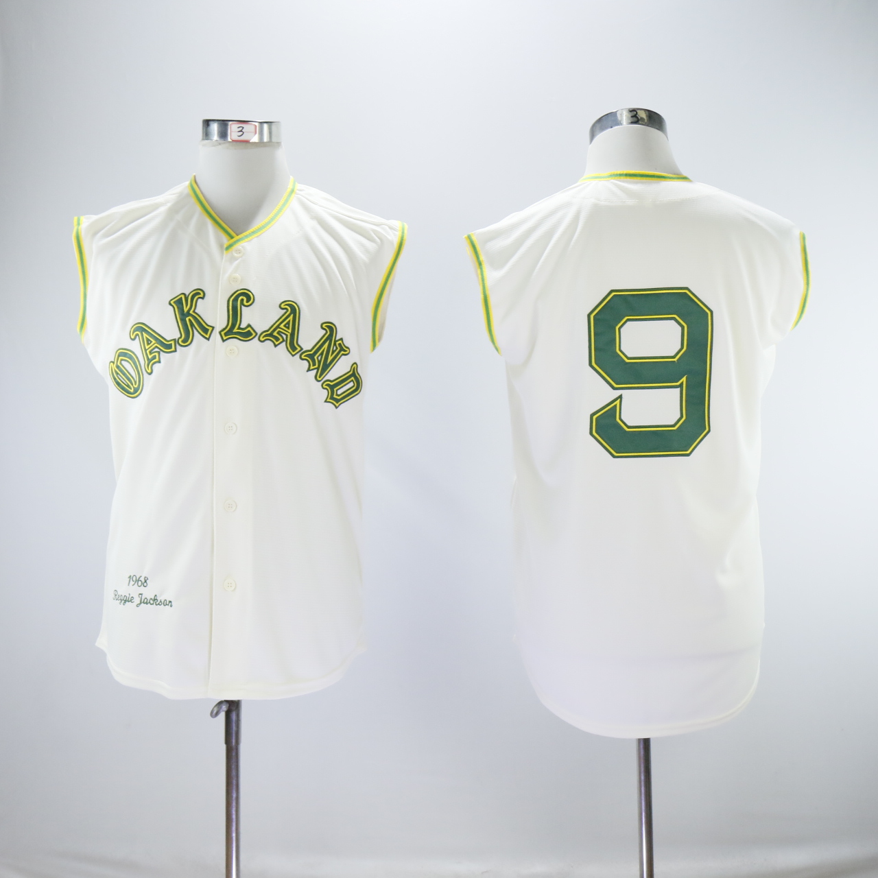 Men Oakland Athletics 9 Jackson Cream Throwback MLB Jerseys